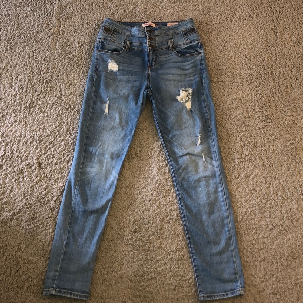 High waisted skinny jeans